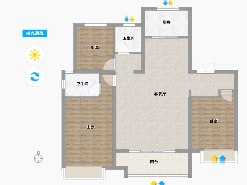 河南省-商丘市-建业神火·新筑-107.20-户型库-采光通风