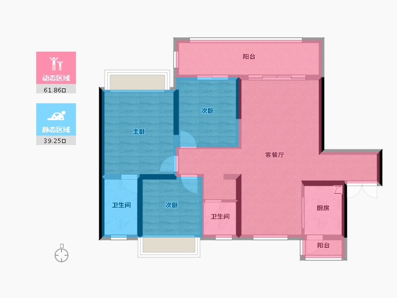 云南省-昭通市-圣桦锦悦府-89.79-户型库-动静分区