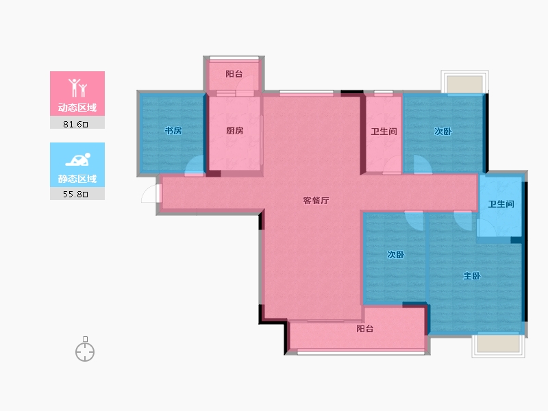 湖北省-宜昌市-枝江CBD·锦城天下-123.85-户型库-动静分区