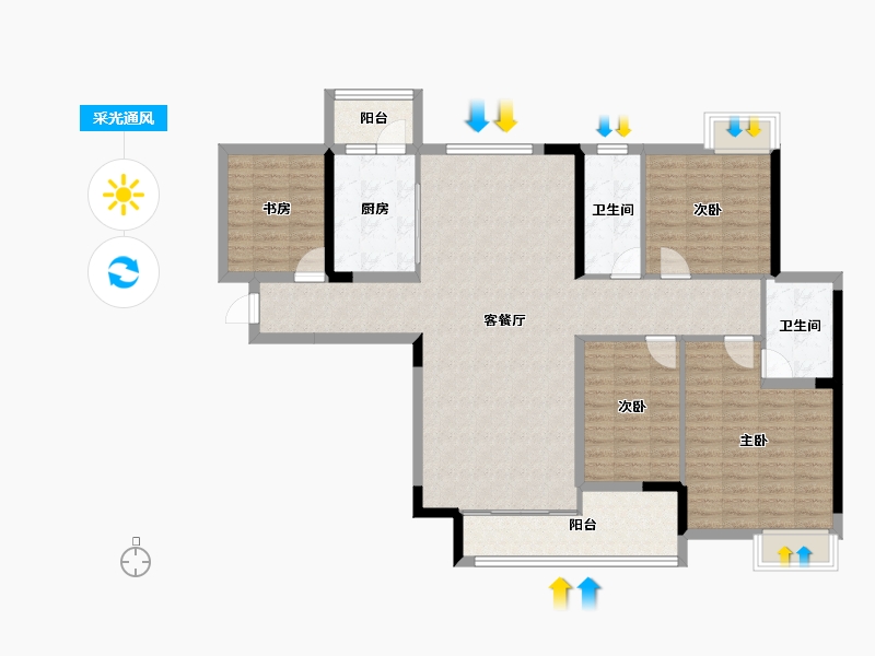 湖北省-宜昌市-枝江CBD·锦城天下-123.85-户型库-采光通风