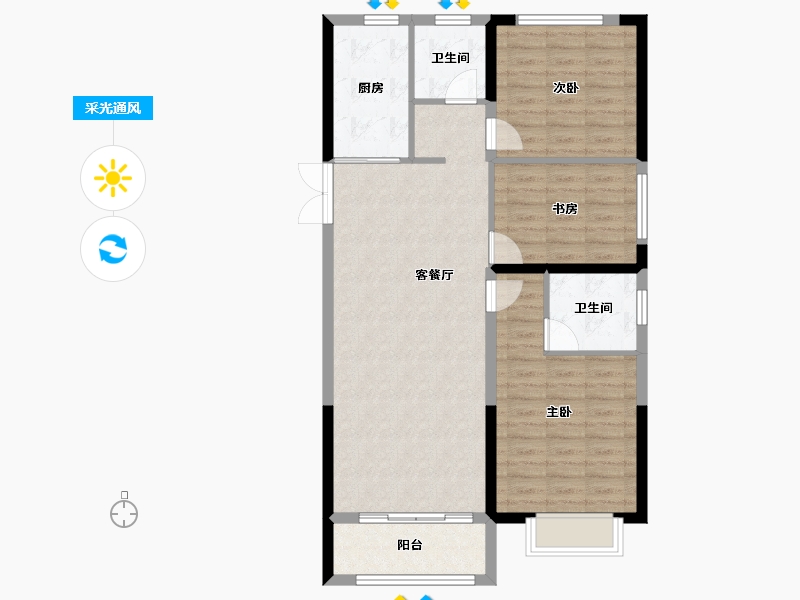 河南省-商丘市-中冠·悦景湾-93.04-户型库-采光通风