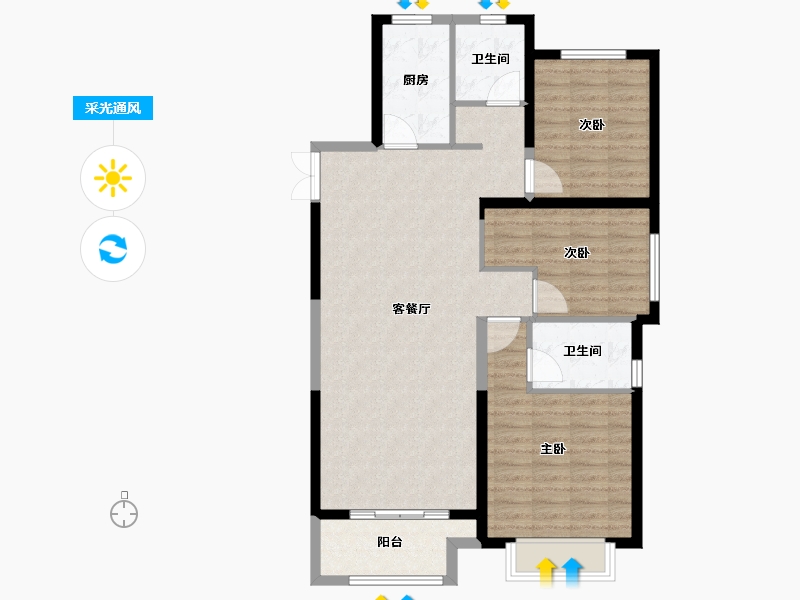 河北省-邯郸市-永年美的城-96.58-户型库-采光通风