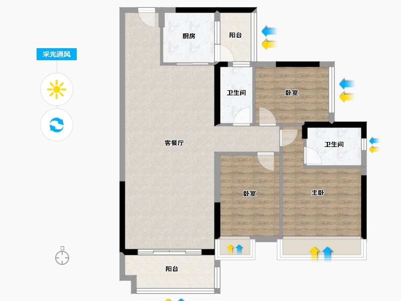 广东省-河源市-十里东岸江语城-101.21-户型库-采光通风