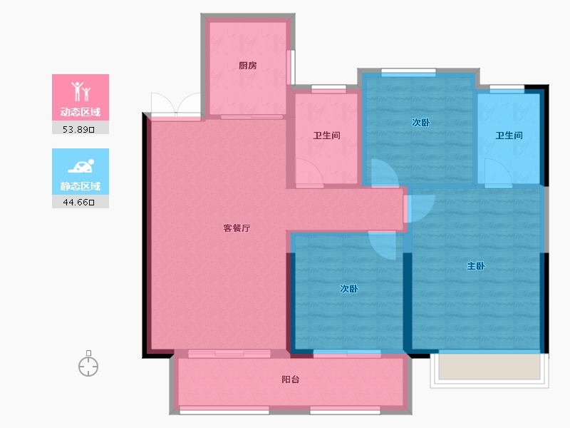 河南省-商丘市-中冠·悦景湾-88.91-户型库-动静分区