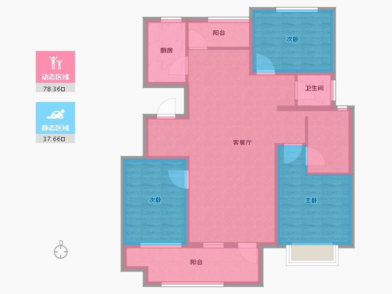 山东省-临沂市-掌舵龙湖-103.58-户型库-动静分区