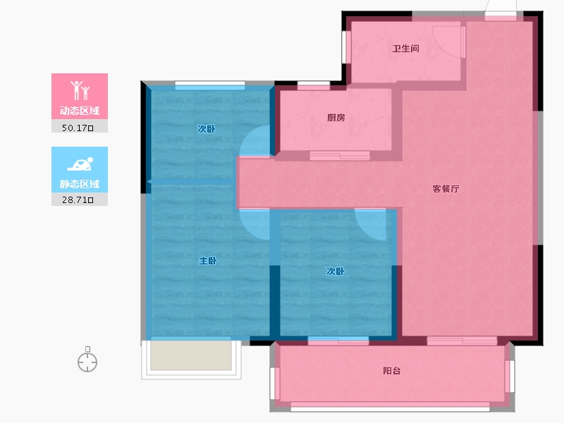 浙江省-湖州市-新黄浦玉象府-74.87-户型库-动静分区