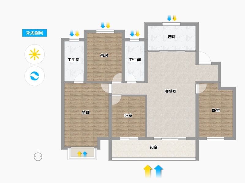 江苏省-宿迁市-新城·十里金樾-114.41-户型库-采光通风