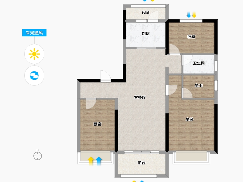 陕西省-商洛市-商南碧桂园·麓城首府-100.00-户型库-采光通风