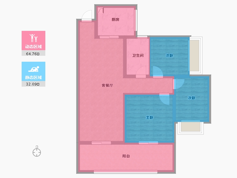 湖南省-湘潭市-锴鑫尚御尊城恒郡-85.99-户型库-动静分区