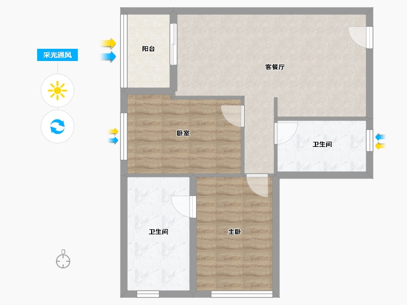 广东省-深圳市-深业中城公寓-69.06-户型库-采光通风