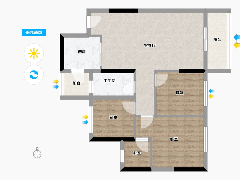 广东省-深圳市-松茂·柏景湾-71.21-户型库-采光通风