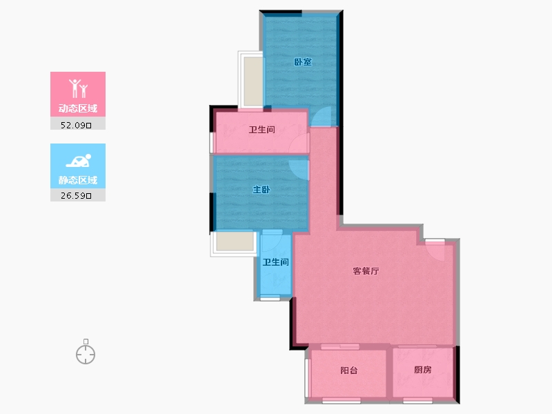 广东省-广州市-加富花园二期天悦-70.35-户型库-动静分区