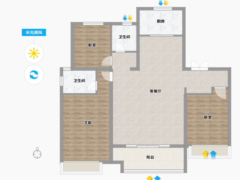 河南省-商丘市-建业神火·新筑-120.80-户型库-采光通风