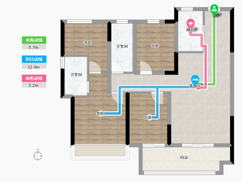 安徽省-宿州市-华达·东城壹号-92.00-户型库-动静线