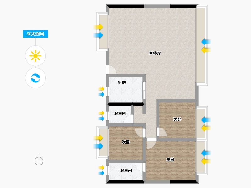 海南省-三亚市-万科海上大都会左岸住宅-108.26-户型库-采光通风