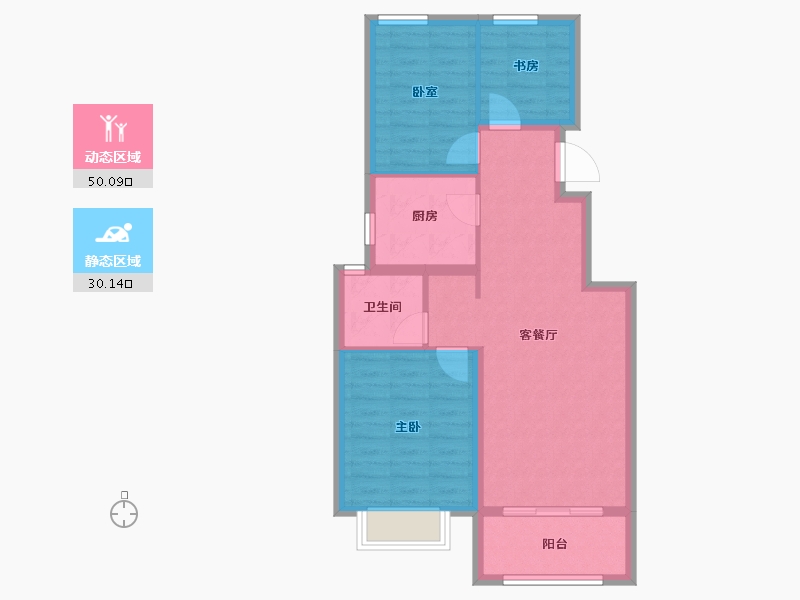 天津-天津市-景瑞.塘沽湾壹号-72.00-户型库-动静分区