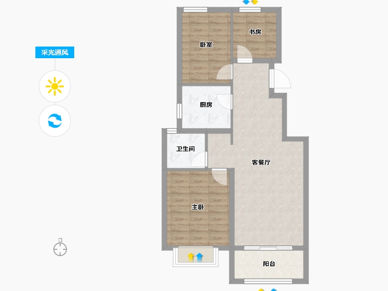 天津-天津市-景瑞.塘沽湾壹号-72.00-户型库-采光通风