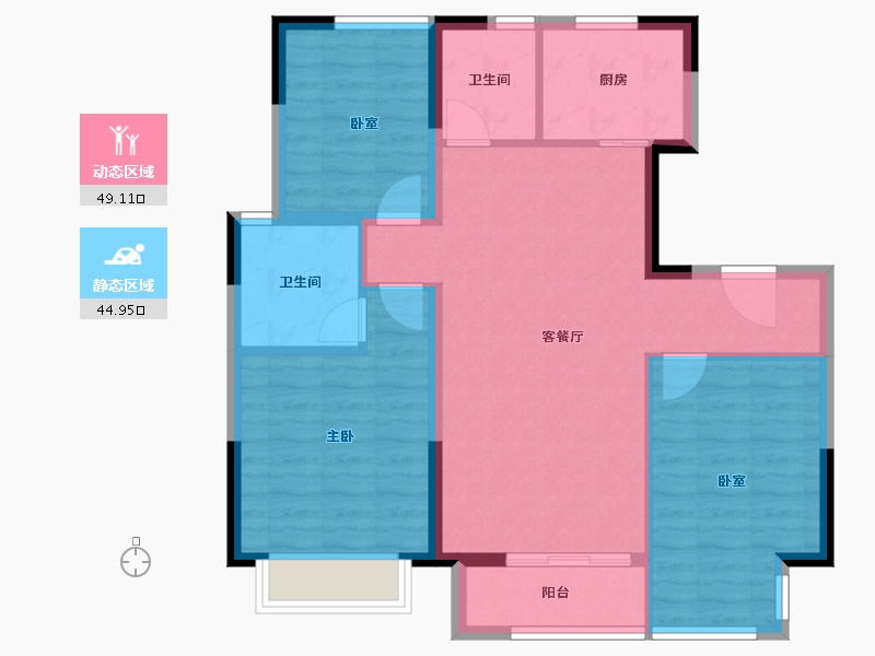 天津-天津市-景瑞.塘沽湾壹号-84.59-户型库-动静分区