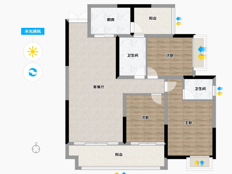 湖南省-怀化市-龙创滨江公园城-101.60-户型库-采光通风