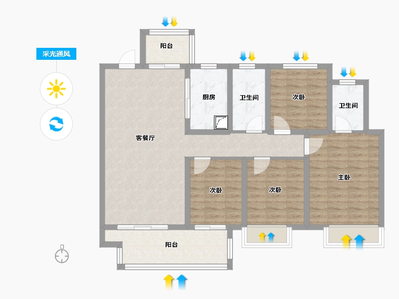 河南省-郑州市-建业·天筑-99.00-户型库-采光通风