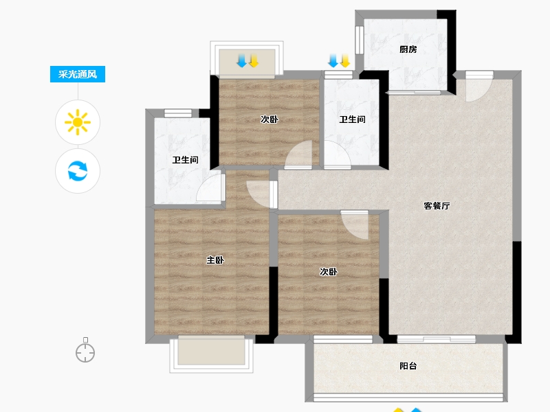 江西省-吉安市-中梁碧桂园·鹿鸣府-82.35-户型库-采光通风