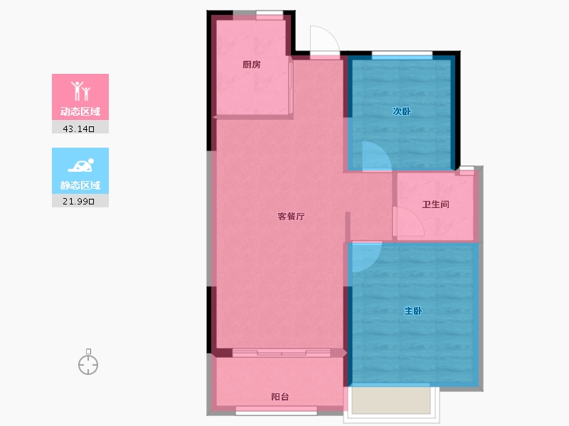 福建省-宁德市-宏地·滨江印公馆-58.39-户型库-动静分区