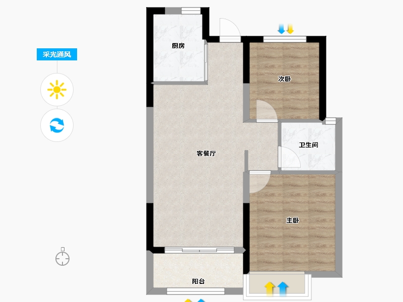 福建省-宁德市-宏地·滨江印公馆-58.39-户型库-采光通风