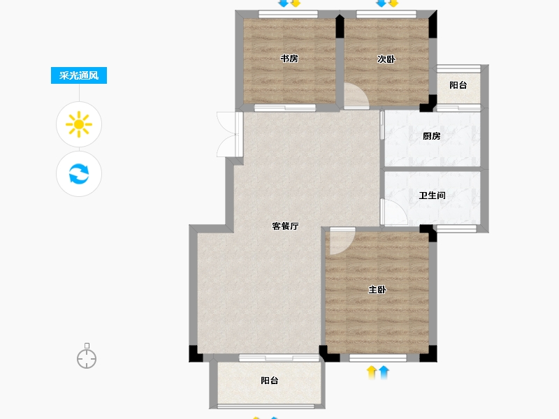 江西省-南昌市-加美四季花城-73.38-户型库-采光通风