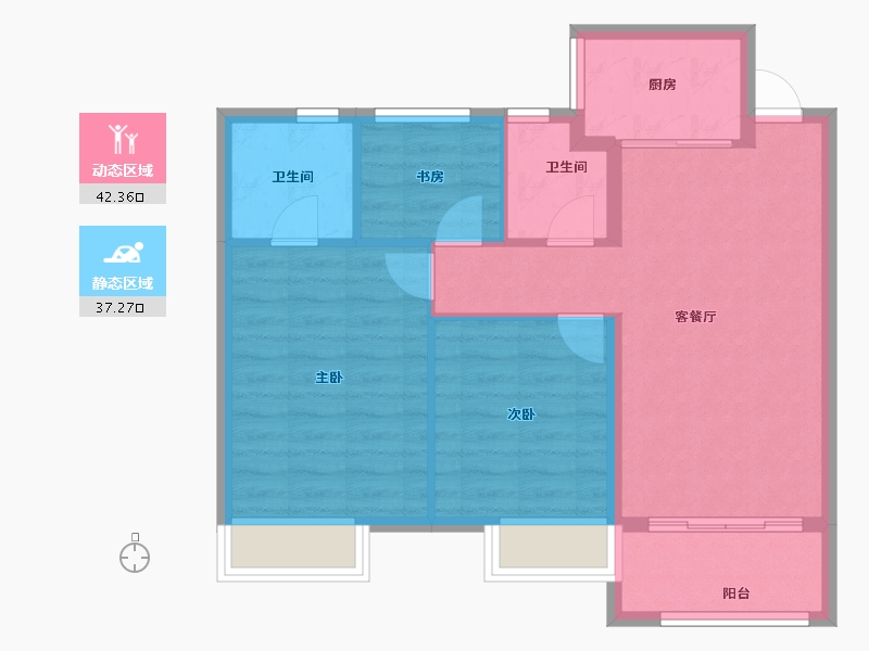 福建省-宁德市-宏地·滨江印公馆-71.67-户型库-动静分区