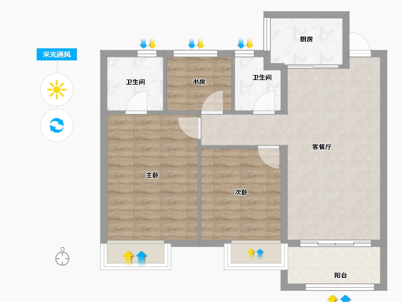 福建省-宁德市-宏地·滨江印公馆-71.67-户型库-采光通风