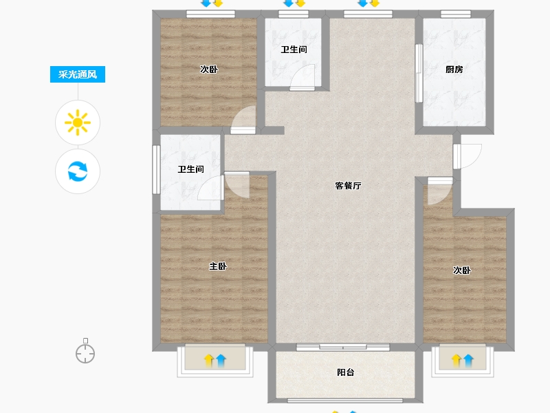 河南省-商丘市-君鹏·江山一品-106.71-户型库-采光通风