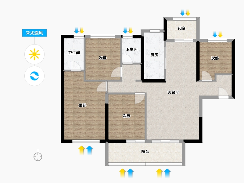 广东省-河源市-时代倾城-105.98-户型库-采光通风