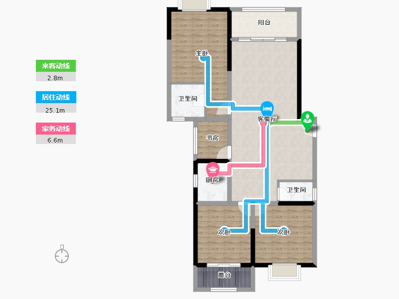 云南省-昆明市-金泰国际Ⅲ期名门-109.63-户型库-动静线