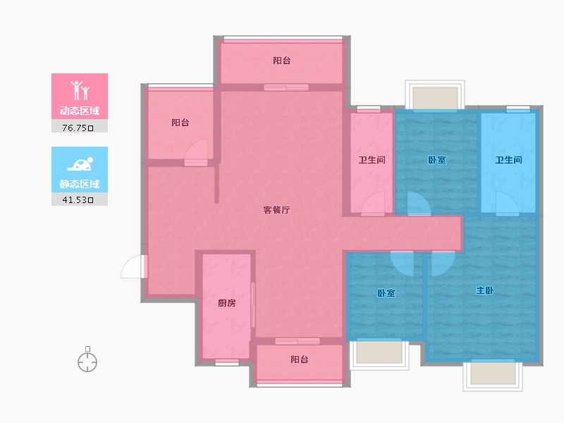 广东省-揭阳市-玺悦华府-106.11-户型库-动静分区