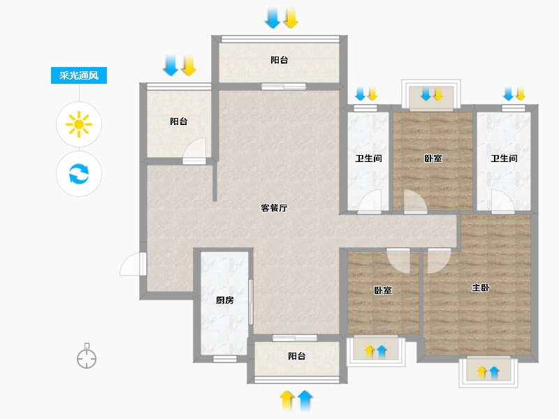 广东省-揭阳市-玺悦华府-106.11-户型库-采光通风