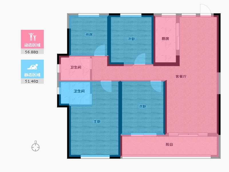 福建省-宁德市-宏地君悦公馆-96.77-户型库-动静分区