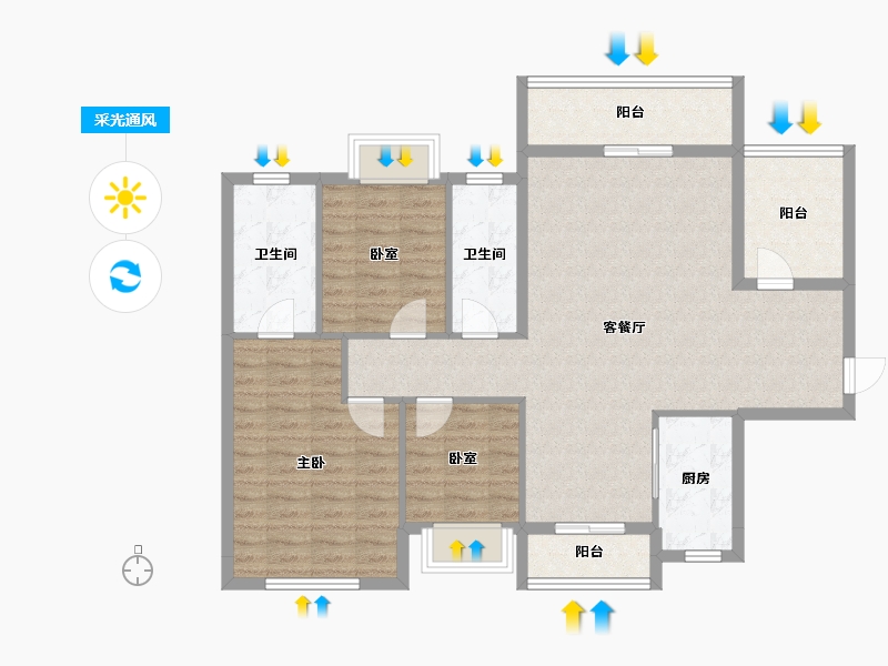 广东省-揭阳市-玺悦华府-105.60-户型库-采光通风