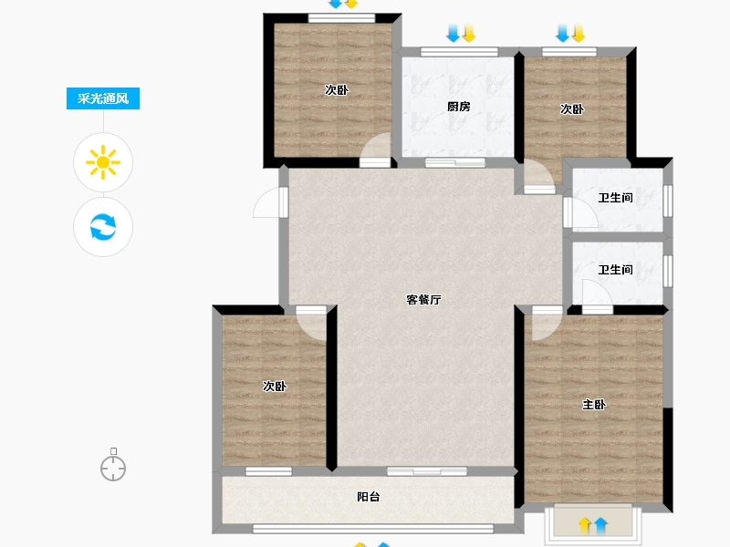 山东省-莱芜市-兴宇凤栖台-116.18-户型库-采光通风