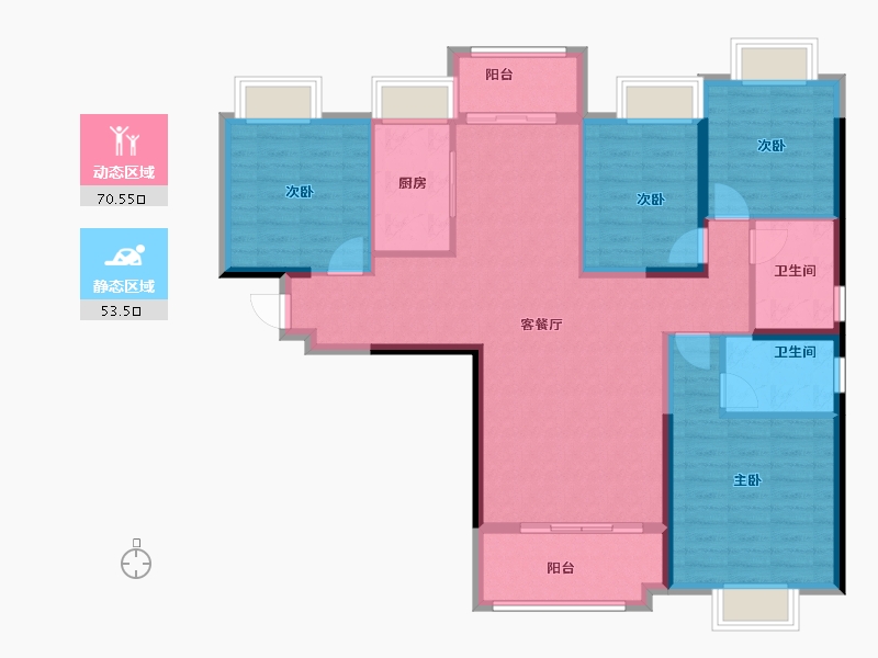 湖南省-湘潭市-长房潭房时代公馆-111.79-户型库-动静分区