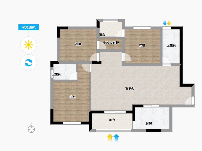 广东省-广州市-雅宝新城-92.00-户型库-采光通风