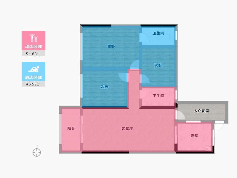 湖南省-湘潭市-锴鑫森林雅园-95.76-户型库-动静分区