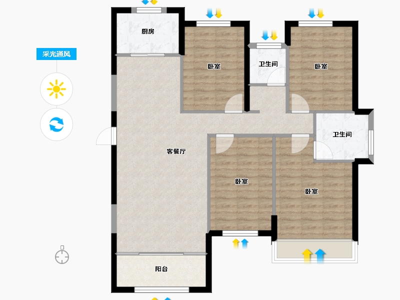 湖北省-十堰市-汉江璟城-102.92-户型库-采光通风