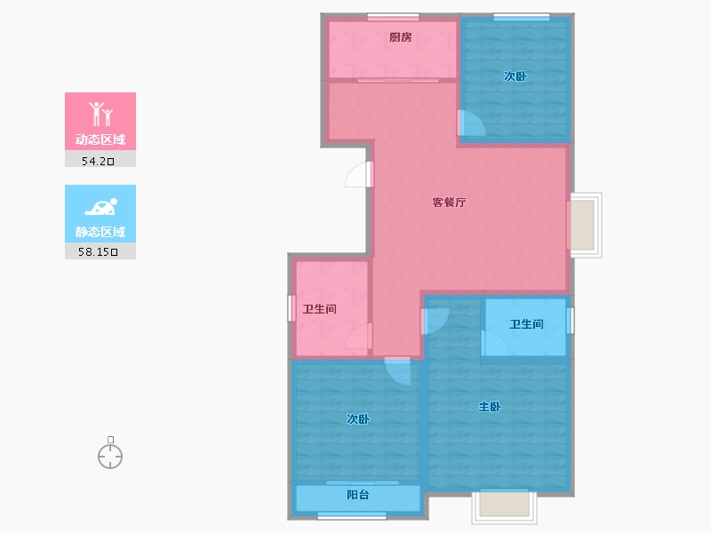 山西省-朔州市-东晟华府-100.87-户型库-动静分区