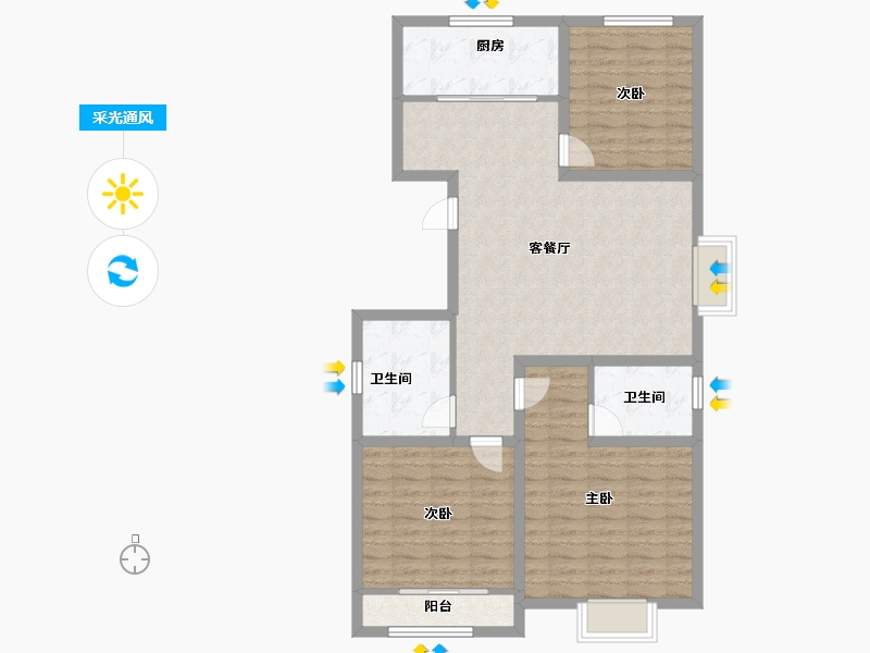 山西省-朔州市-东晟华府-100.87-户型库-采光通风