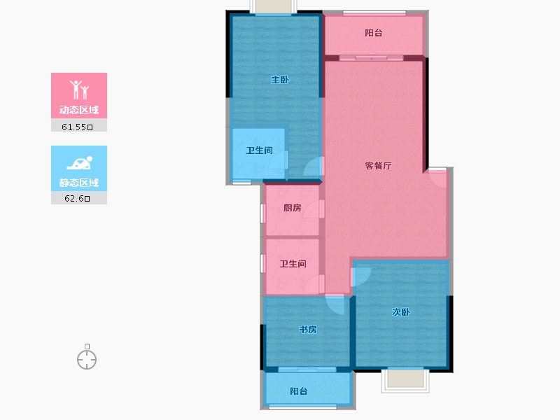 云南省-昆明市-金泰国际Ⅲ期名门-112.05-户型库-动静分区