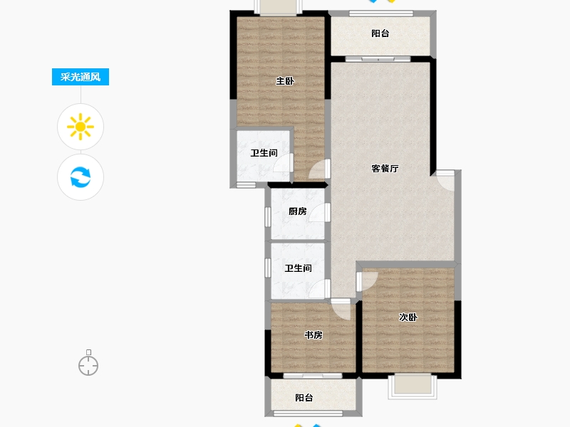 云南省-昆明市-金泰国际Ⅲ期名门-112.05-户型库-采光通风