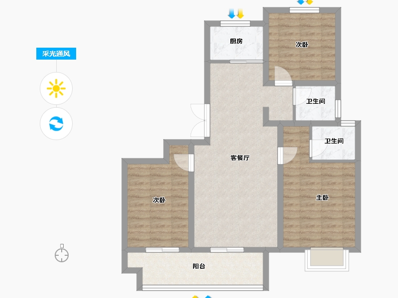 山西省-运城市-阅山府-83.34-户型库-采光通风