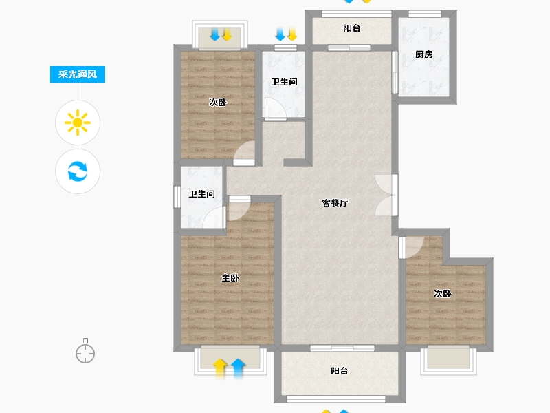 陕西省-汉中市-牧河明珠-100.19-户型库-采光通风