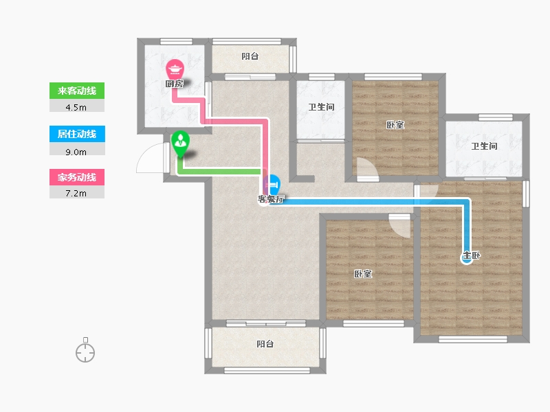 河南省-南阳市-财富新城·中央公园-106.17-户型库-动静线