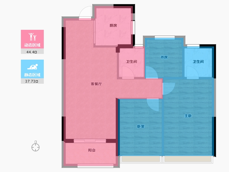 浙江省-杭州市-明石东潮府住宅-74.16-户型库-动静分区